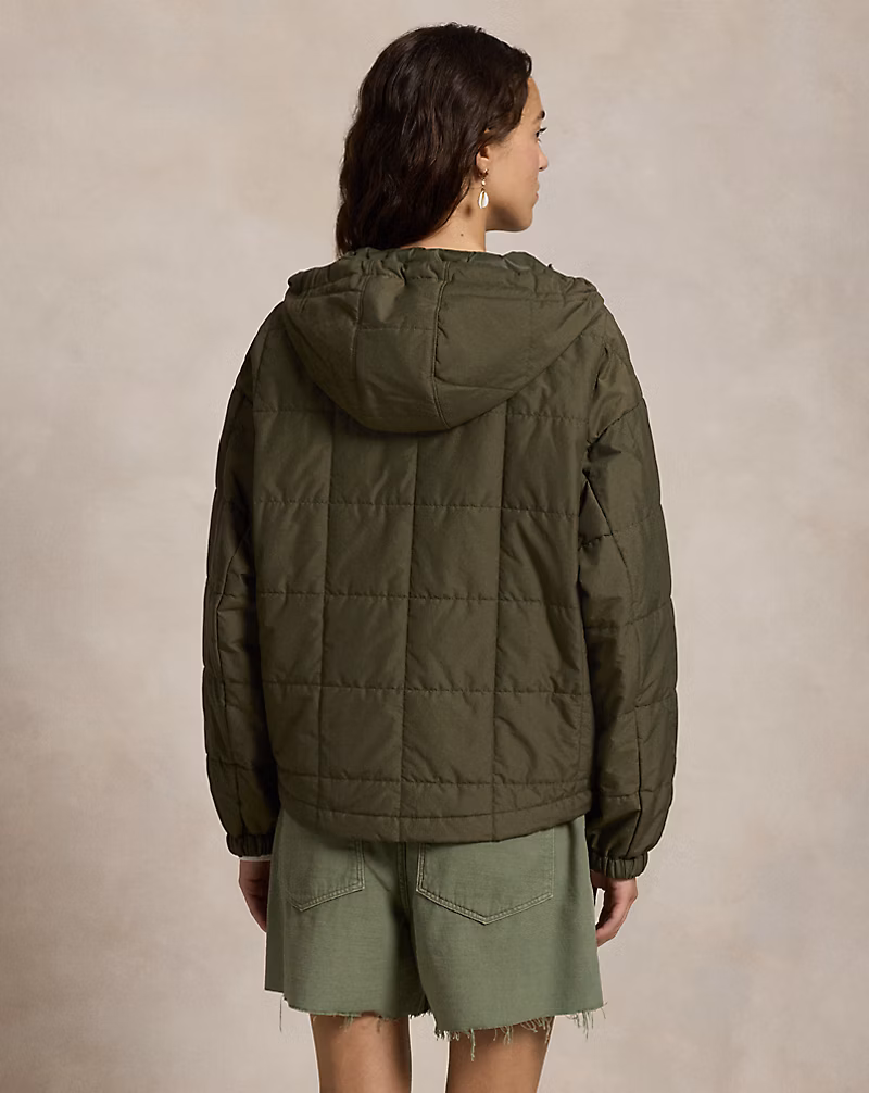 Box-Quilted Hooded Jacket