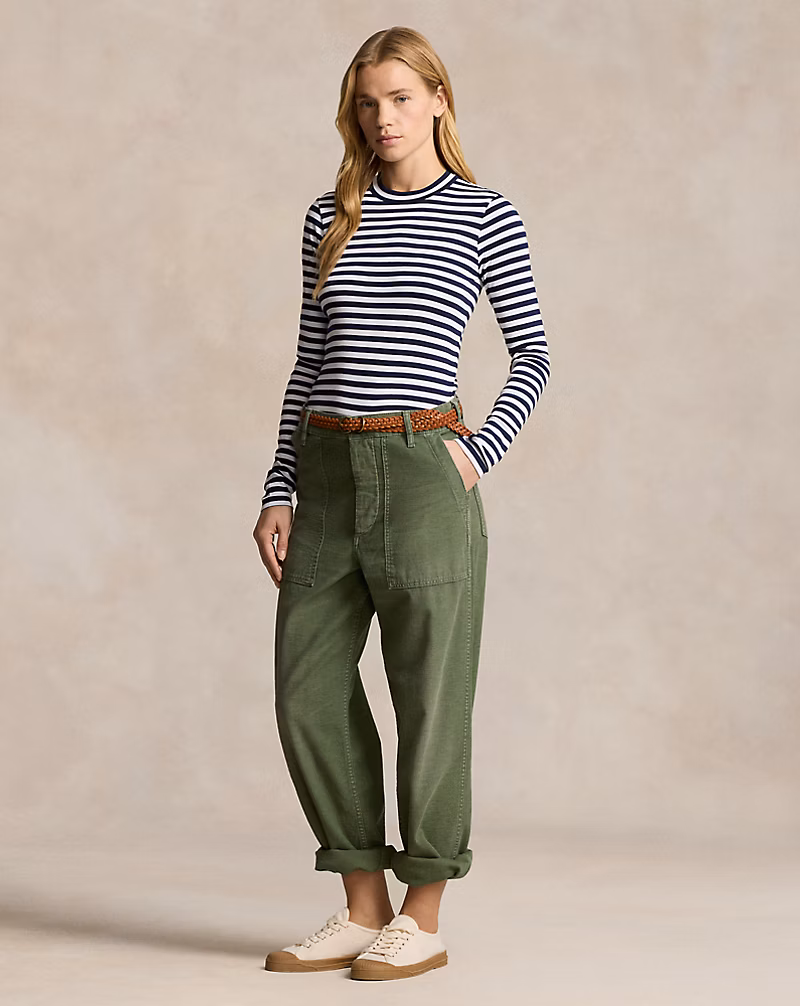 Striped Ribbed Long-Sleeve Tee