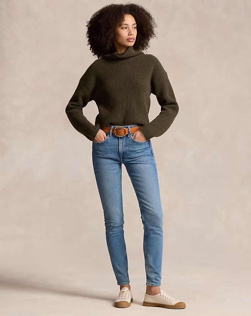 Ralph Lauren Ribbed Wool-Cashmere Mockneck Sweater