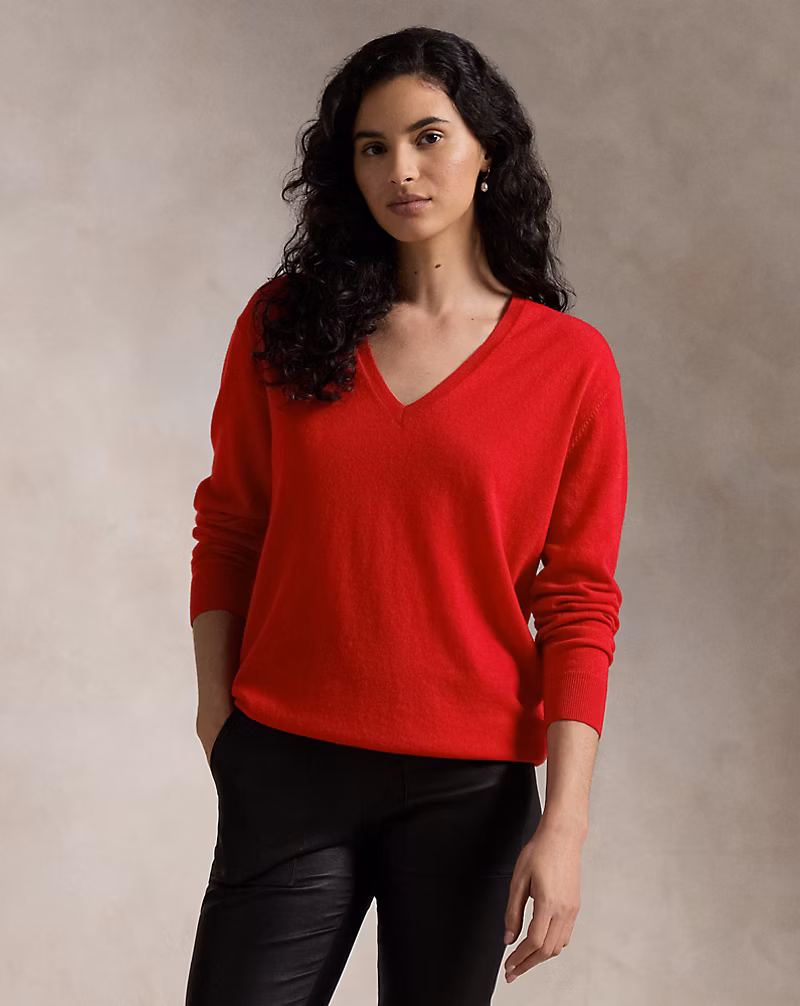 Ralph Lauren Relaxed Fit Cashmere V-Neck Sweater