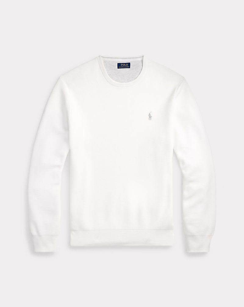 Textured Cotton Crewneck Sweater