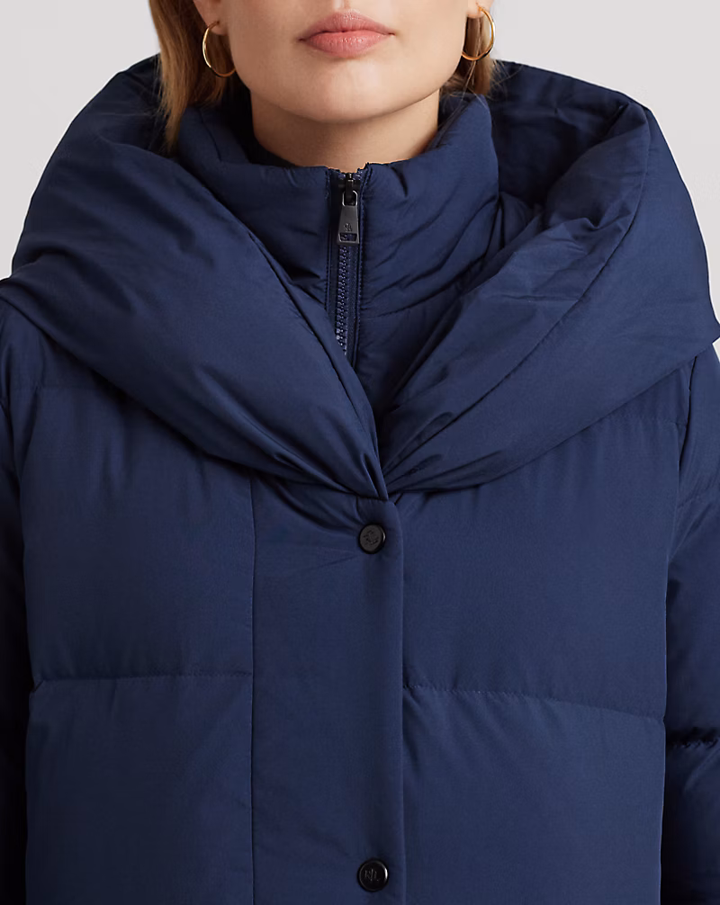 Oversize-Collar Quilted Down Coat