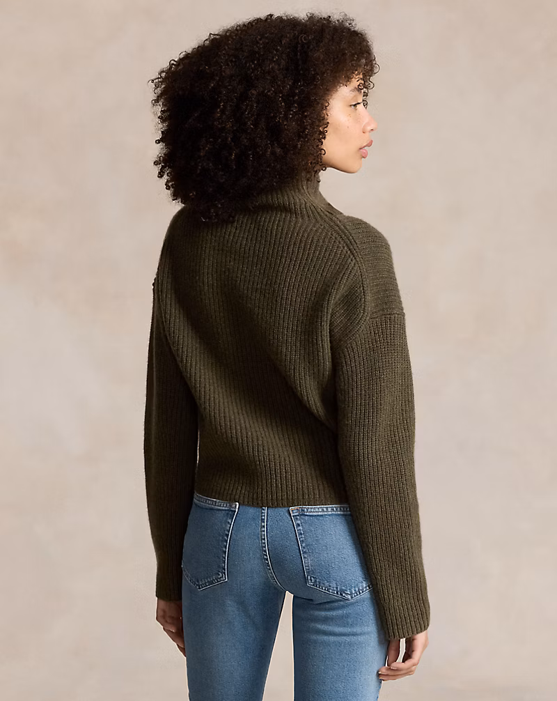 Ralph Lauren Ribbed Wool-Cashmere Mockneck Sweater