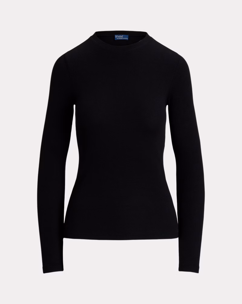 Ribbed Crewneck Long-Sleeve Tee