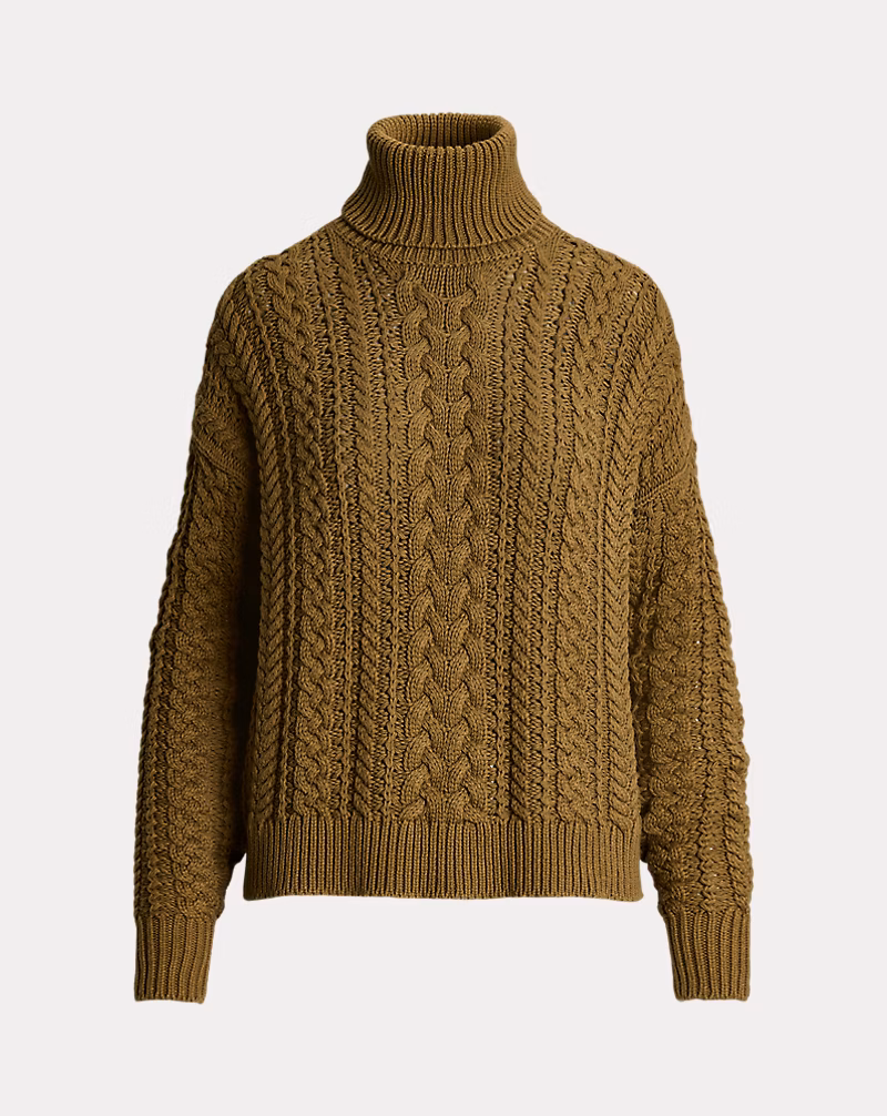 Cable-Knit Cotton-Blend Turtleneck
