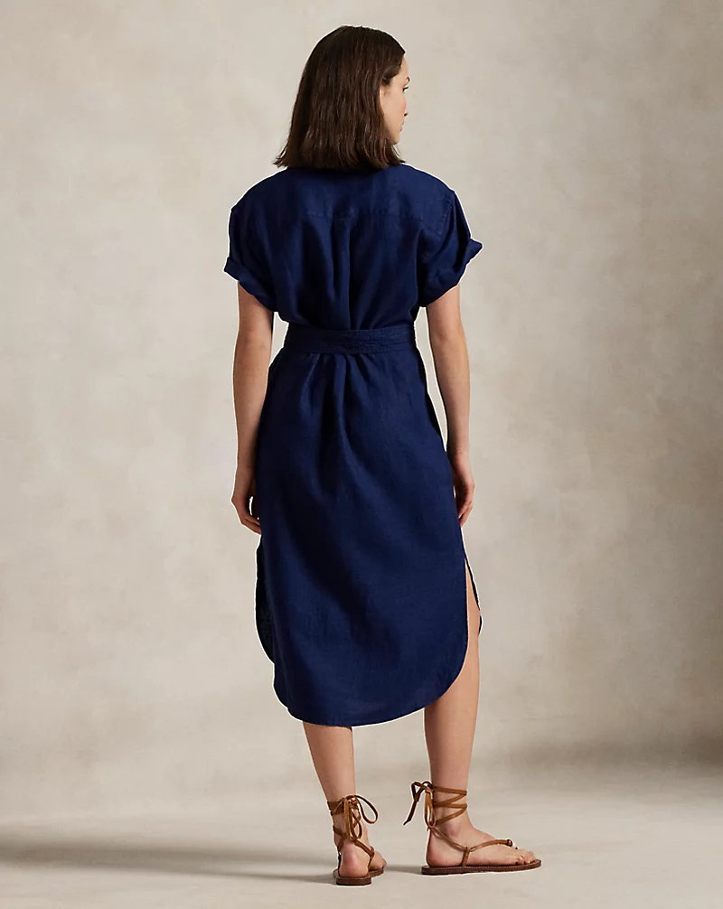 Linen Short-Sleeve Shirtdress