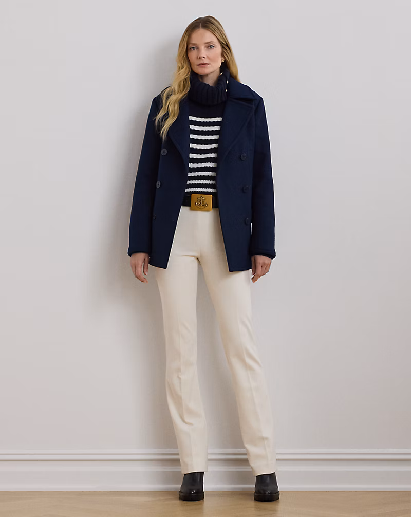 Wool-Blend Twill Peacoat