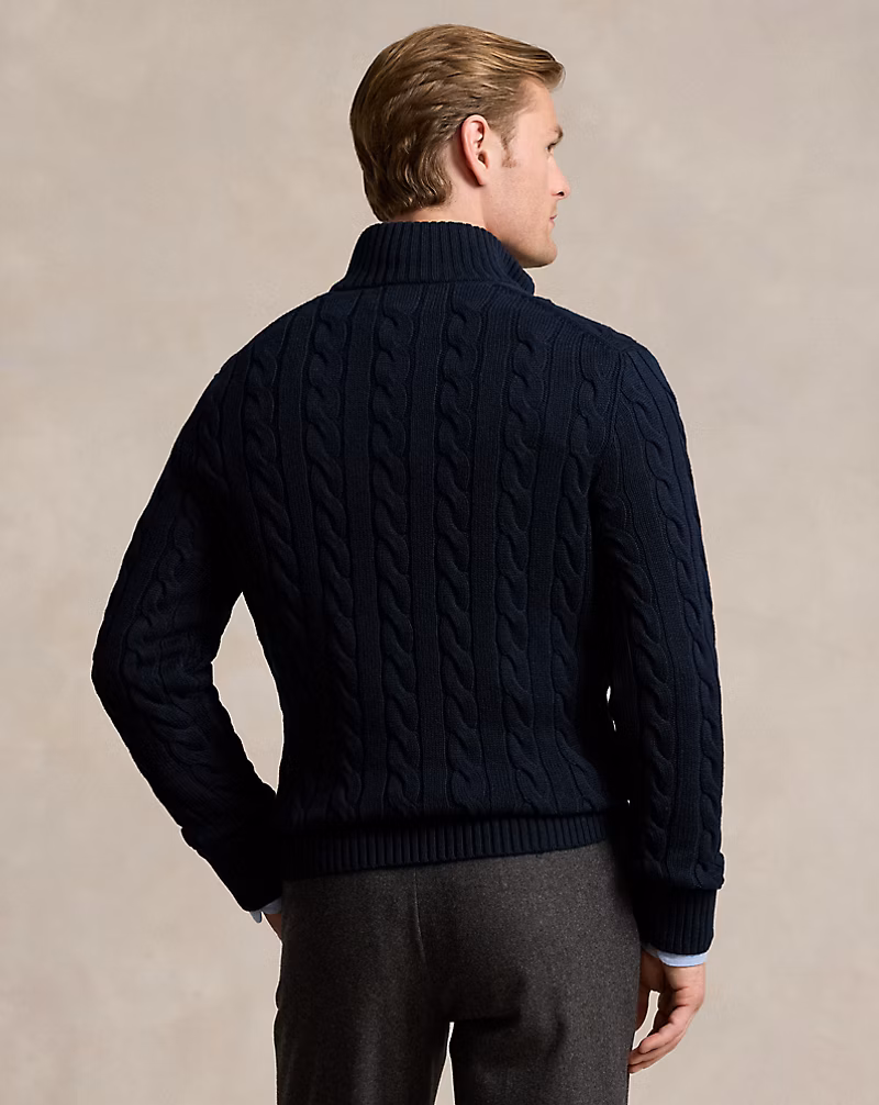 Cable-Knit Cotton Quarter-Zip Sweater