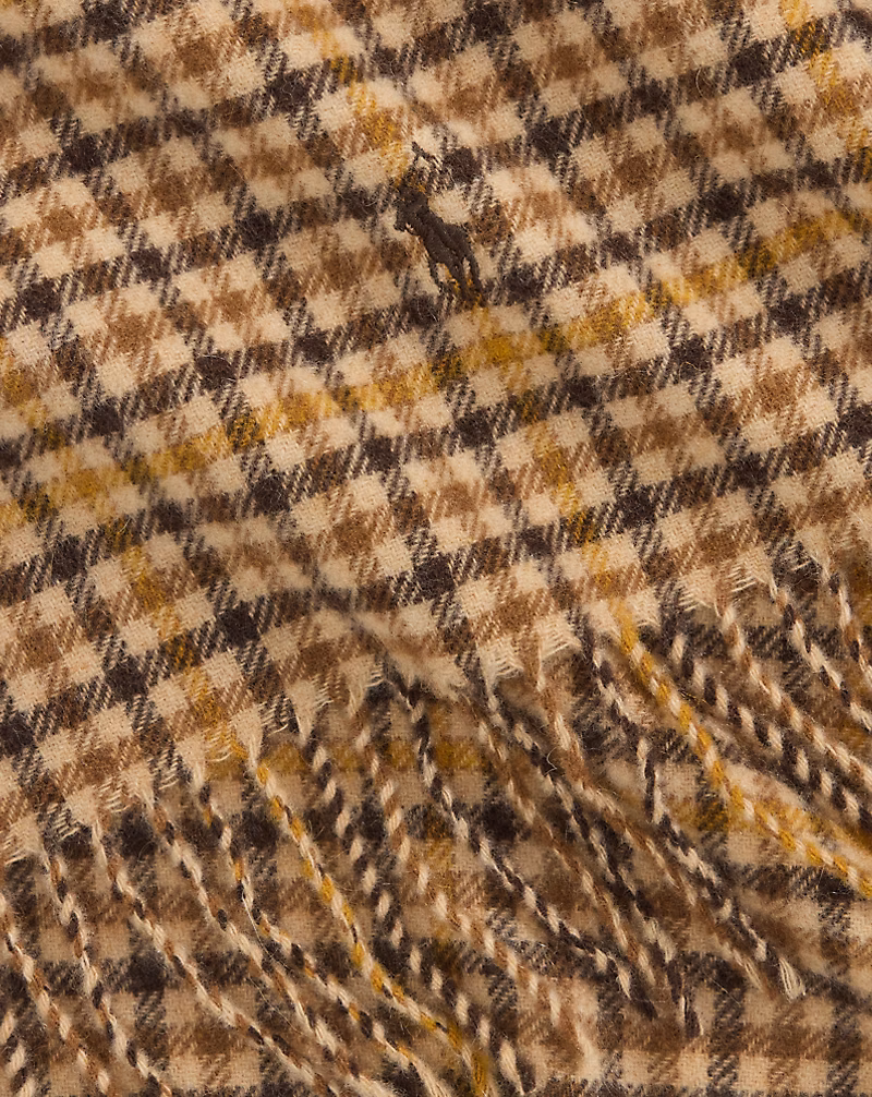 Fringe Plaid Wool-Cashmere Scarf