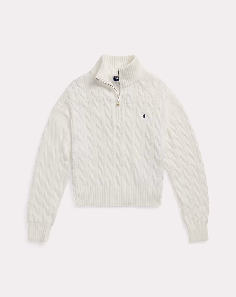 Cable-Knit Cotton Quarter-Zip Sweater