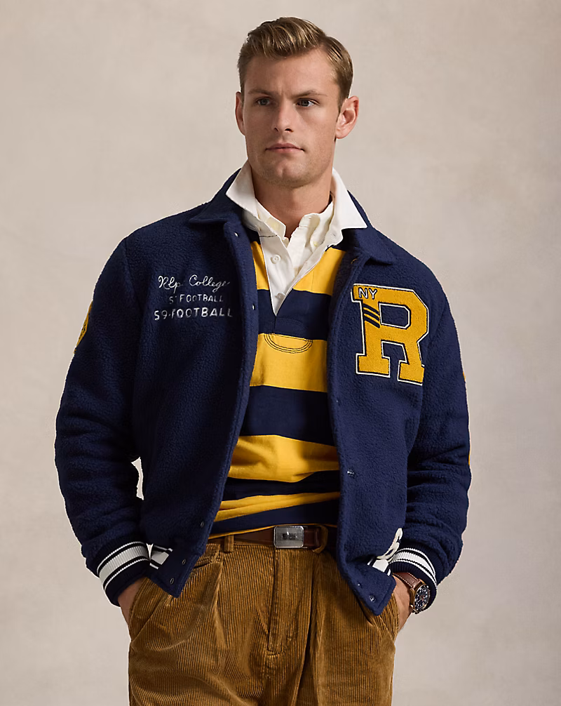 Pile Fleece Letterman Jacket