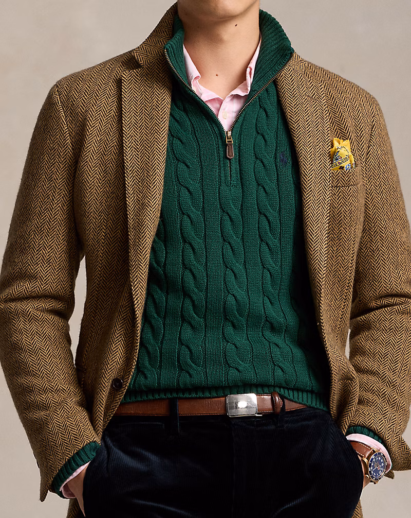 Cable-Knit Cotton Quarter-Zip Sweater