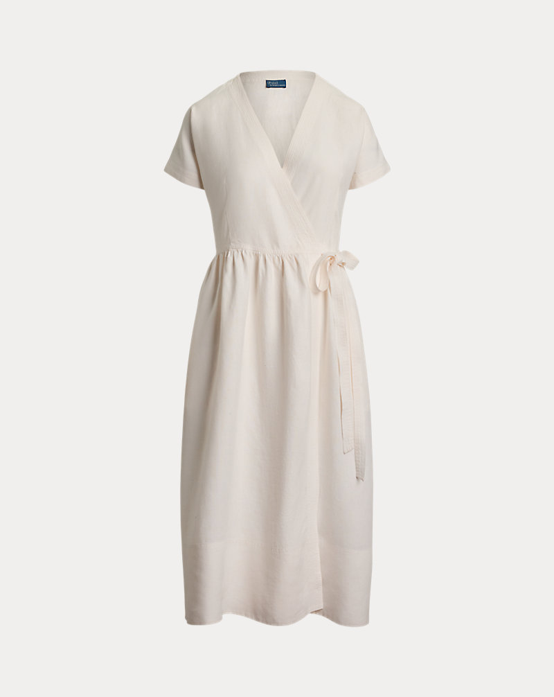 Hemp Short-Sleeve Wrap Dress