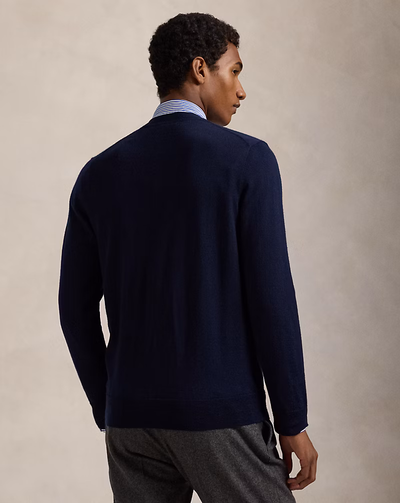 Slim Fit Washable Wool V-Neck Cardigan