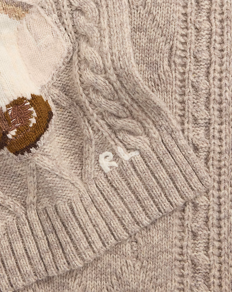 Polo Bear Aran-Knit Wool-Blend Scarf