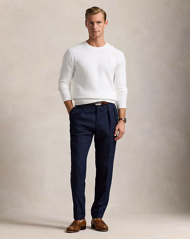 Textured Cotton Crewneck Sweater