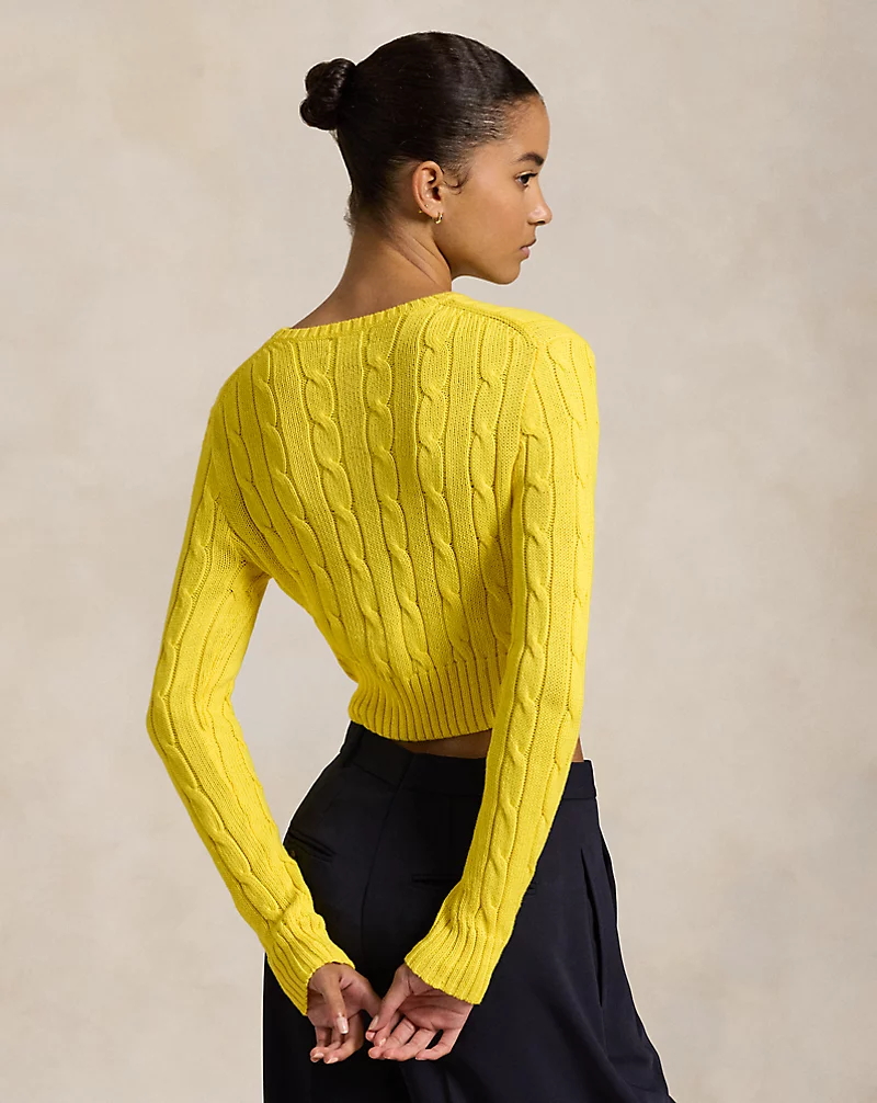 Cable-Knit Cotton Cropped Sweater