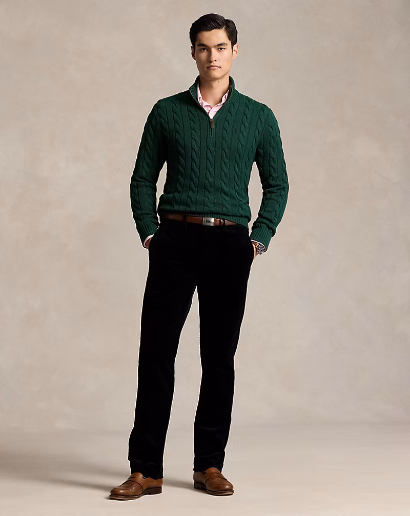 Cable-Knit Cotton Quarter-Zip Sweater