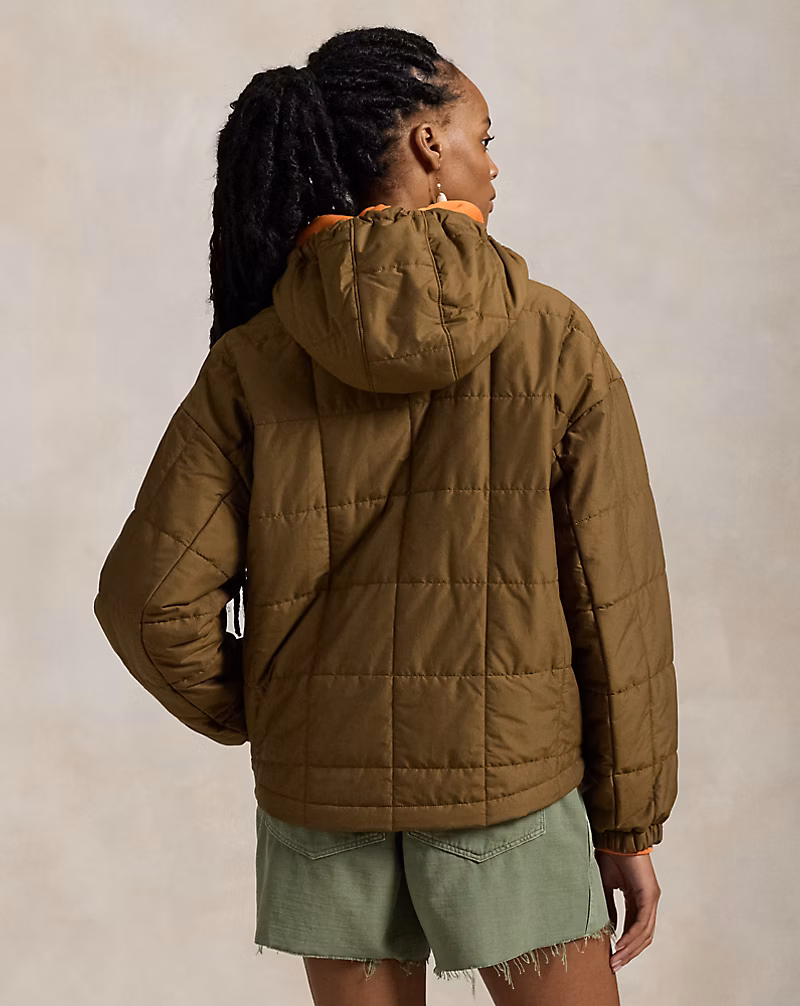 Box-Quilted Hooded Jacket