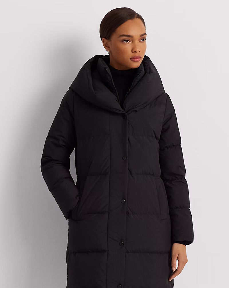Oversize-Collar Quilted Down Coat