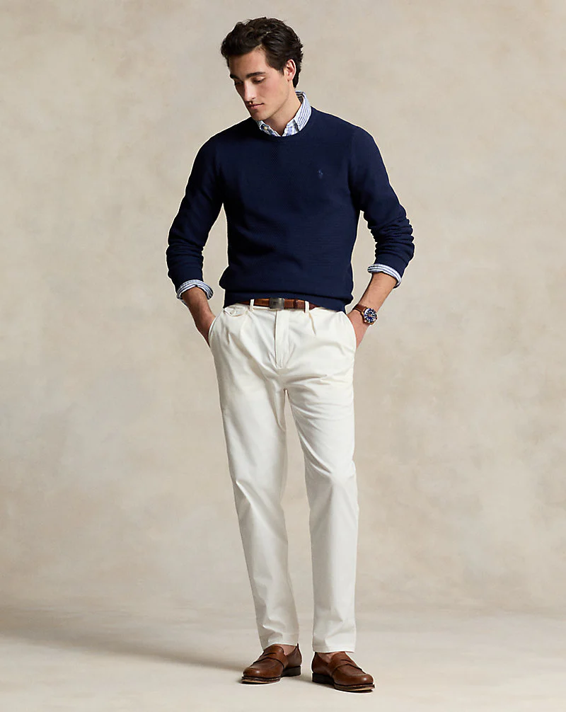 Textured Cotton Crewneck Jumper