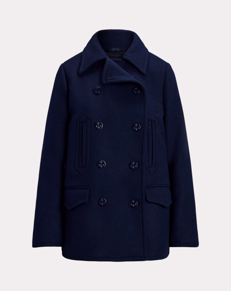 Wool-Blend Twill Peacoat