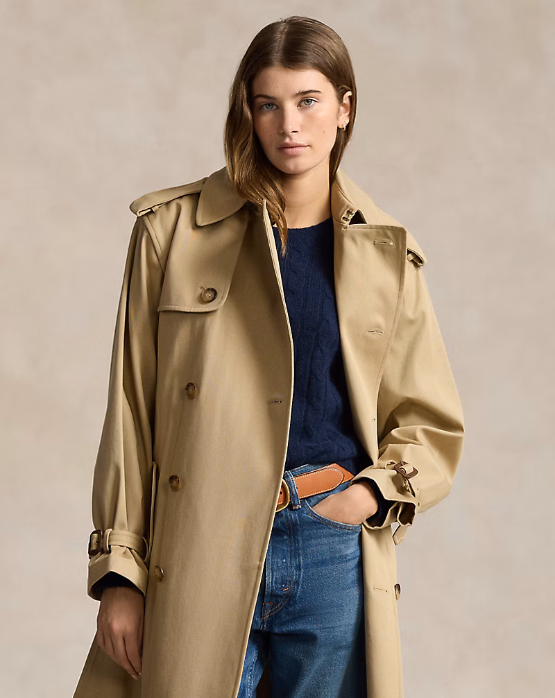 Double-Breasted Twill Trench Coat