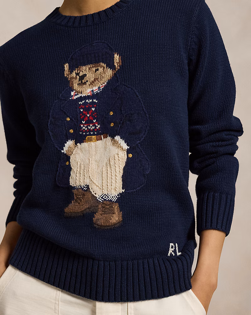 Polo Bear Cotton Crewneck Sweater
