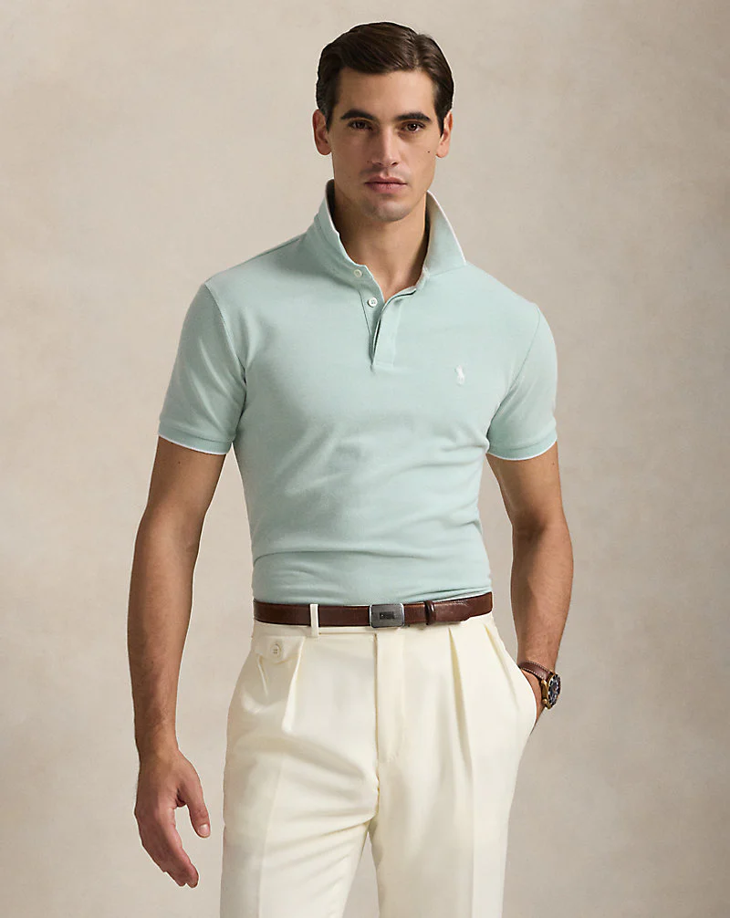 Custom Slim Fit Stretch Oxford Mesh Polo