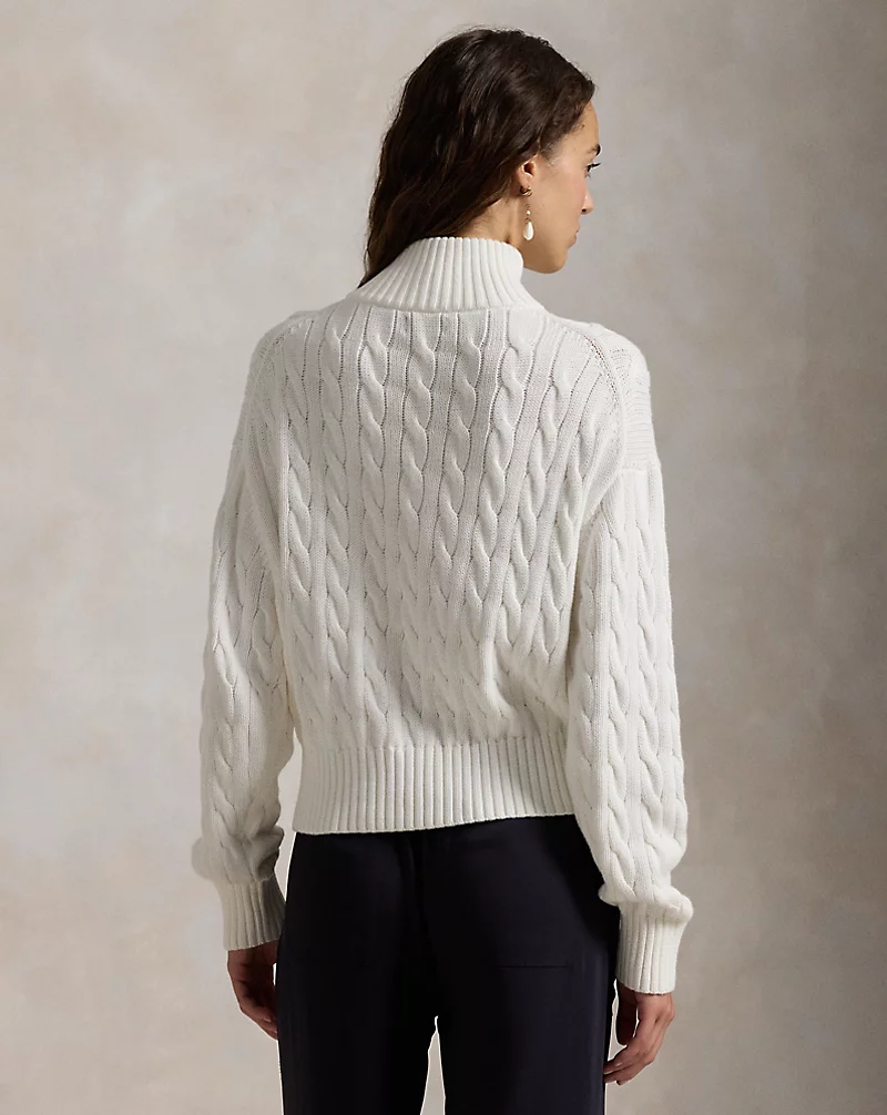 Cable-Knit Cotton Quarter-Zip Sweater