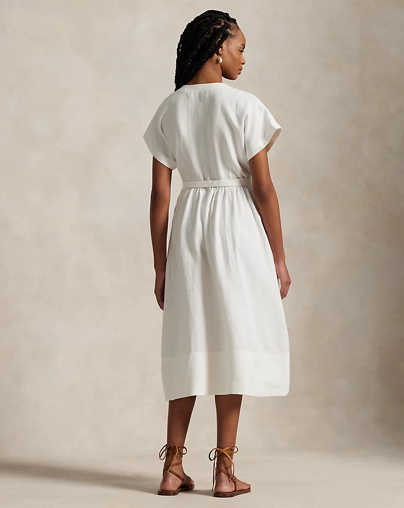 Hemp Short-Sleeve Wrap Dress