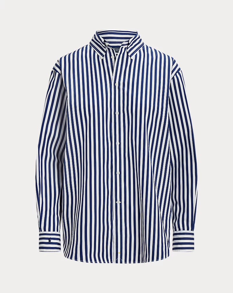 Oversize Fit Striped Cotton Shirt