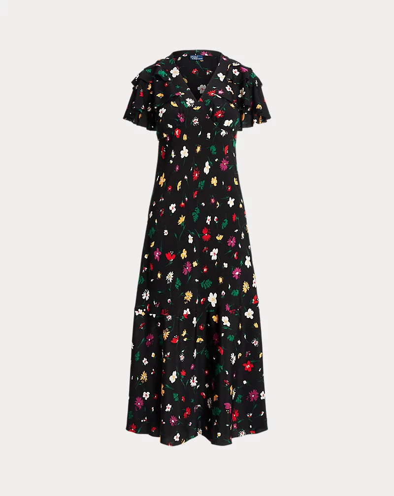 Floral Silk Crepe Dress