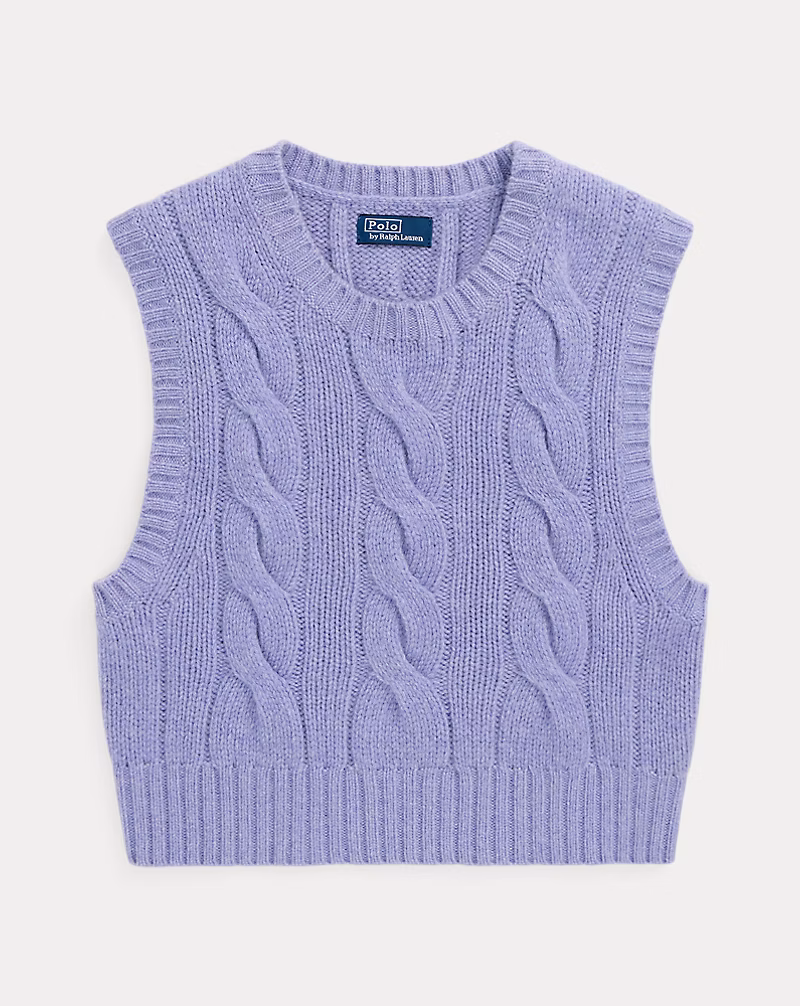 Ralph Lauren Cropped Cable Wool-Cashmere Sweater