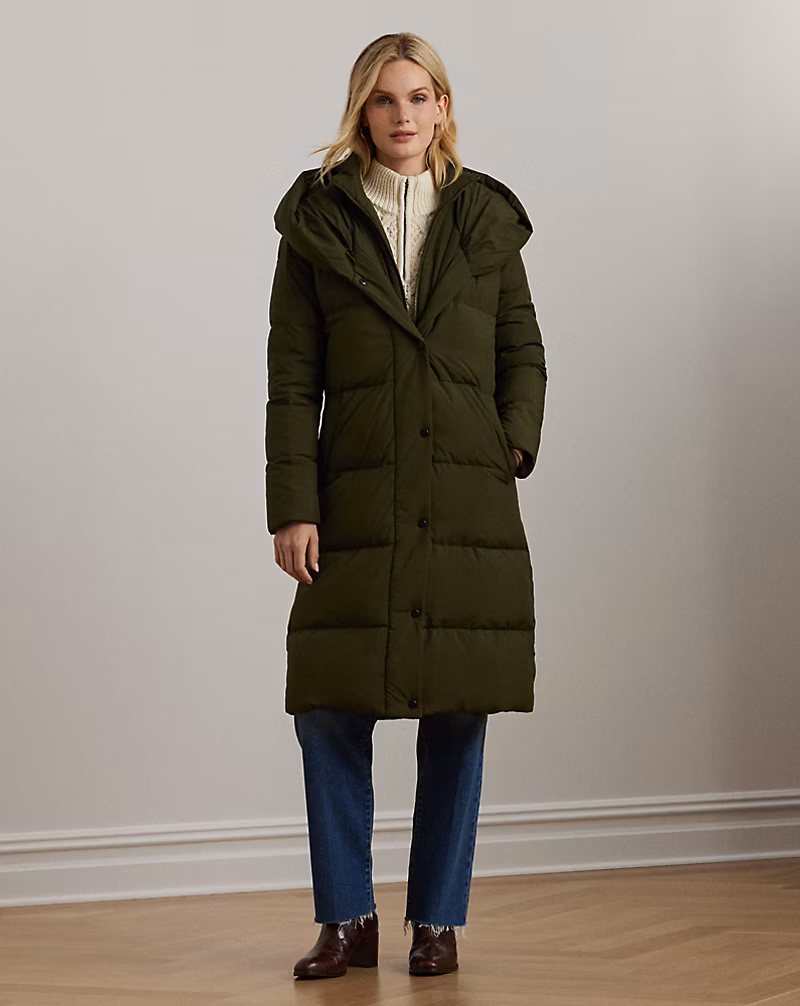 Oversize-Collar Quilted Down Coat