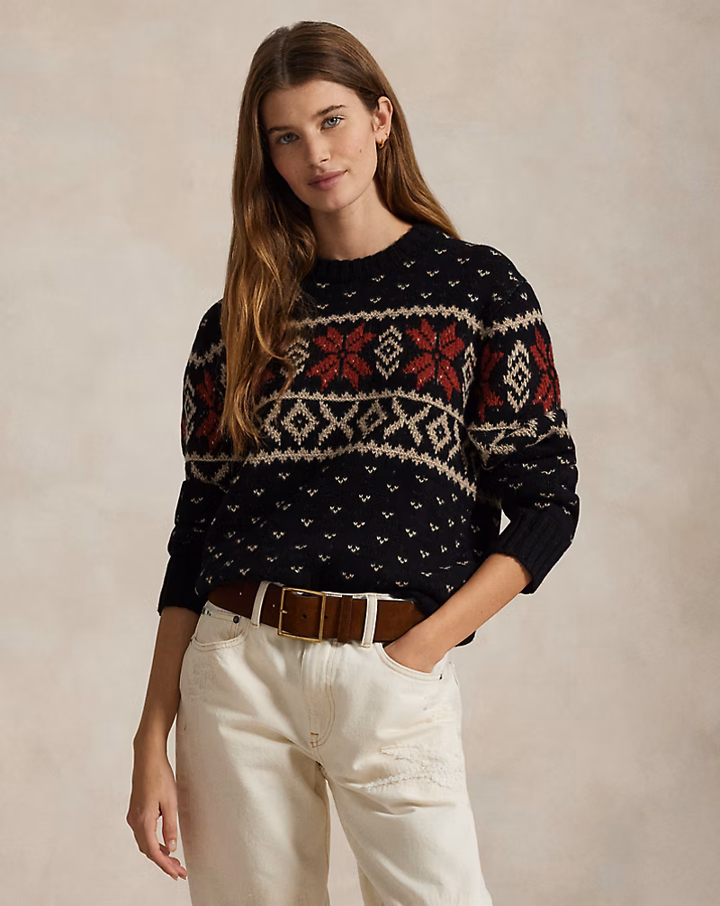 Ralph Lauren Snowflake-Motif Wool Crewneck Sweater