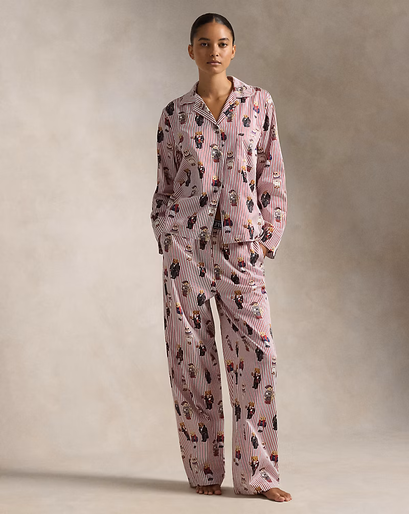 Polo Bear Cotton Long-Sleeve Pajama Set