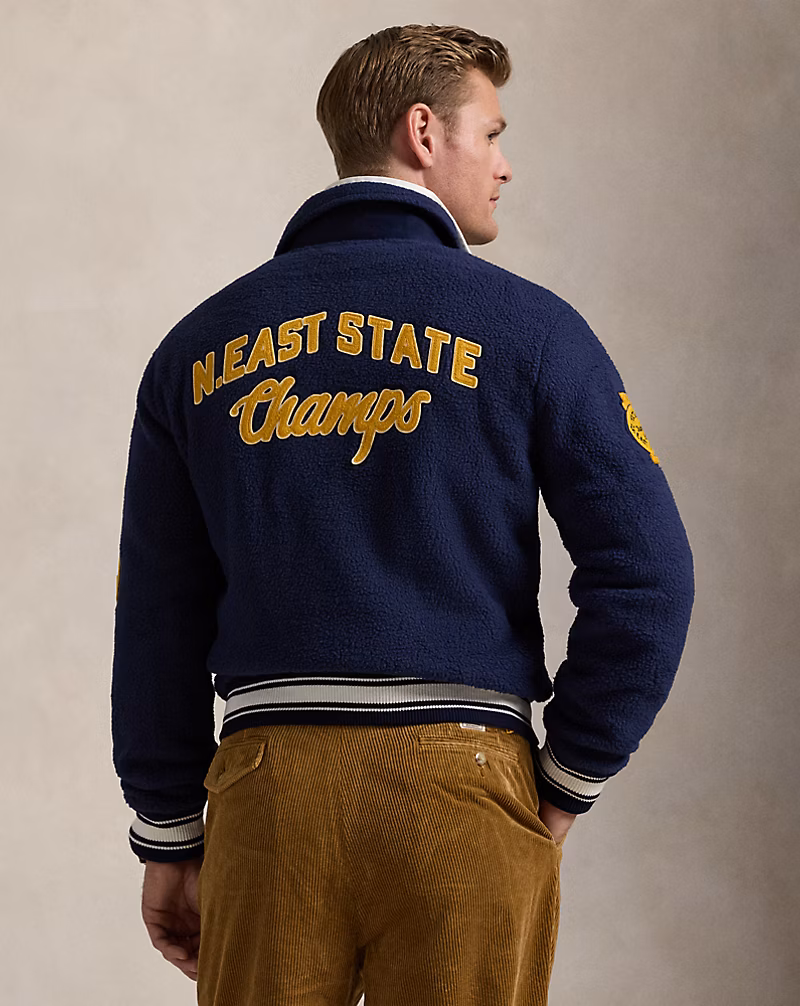 Pile Fleece Letterman Jacket