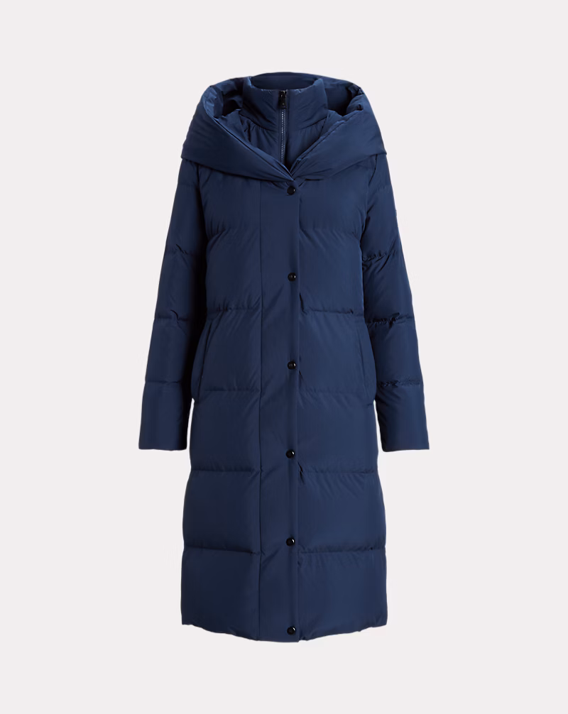 Oversize-Collar Quilted Down Coat
