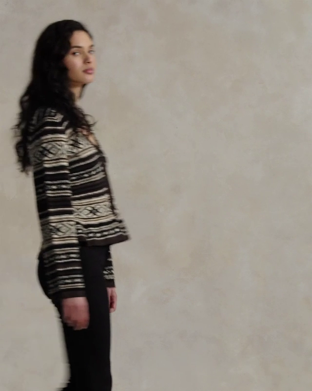 Geo-Stripe Peplum Cardigan