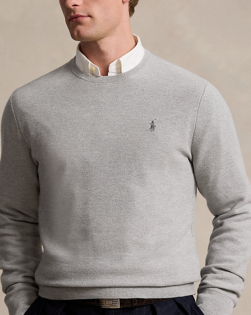 Mesh-Knit Cotton Crewneck Jumper