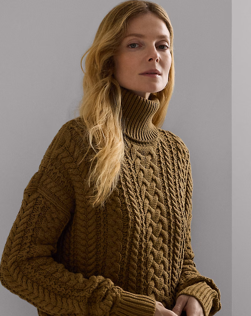 Cable-Knit Cotton-Blend Turtleneck