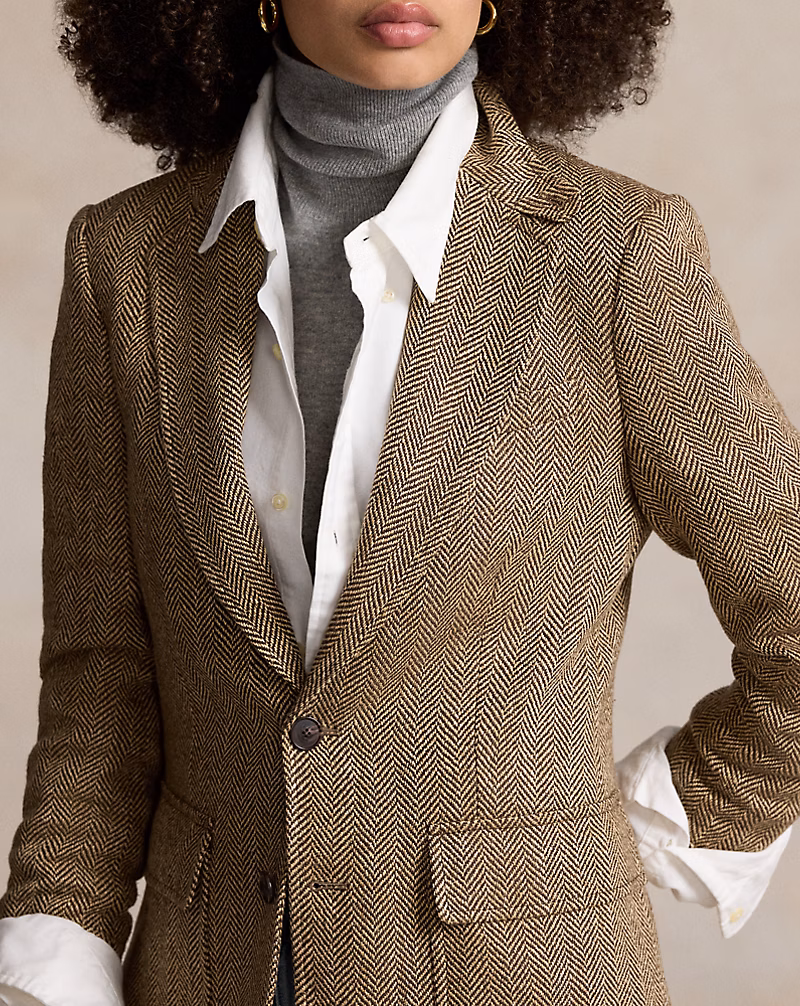 Herringbone Linen-Blend Blazer