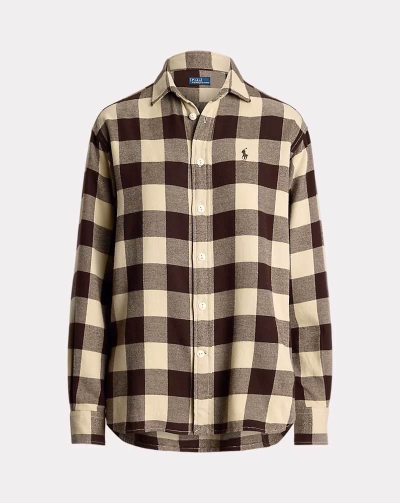 Relaxed Fit Plaid Cotton Shirt