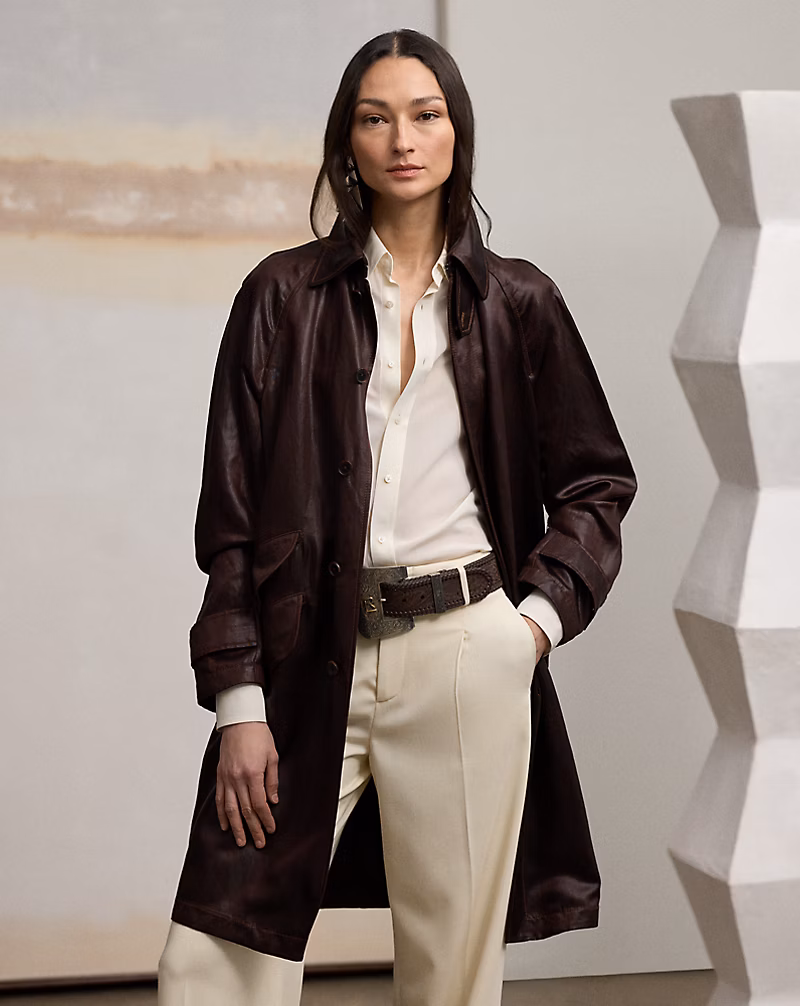 Crawford Lacquered Linen Balmacaan Coat