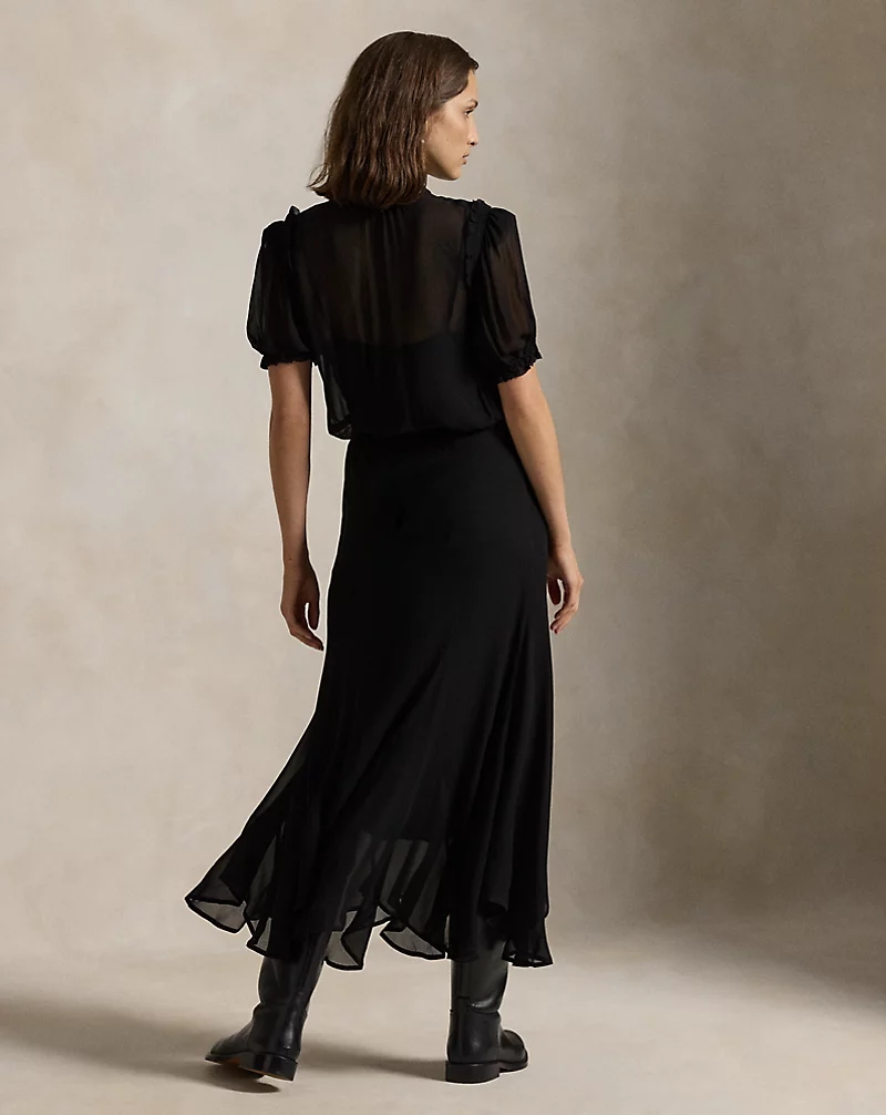 Georgette Tie-Neck Dress