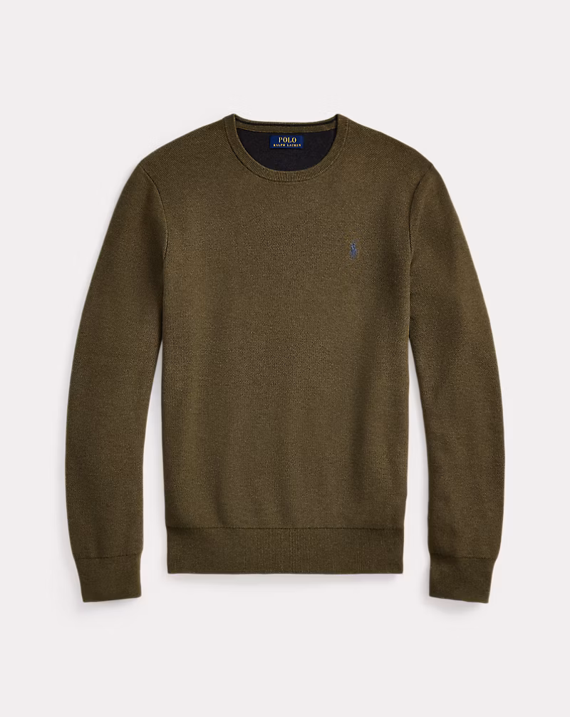 Textured Cotton Crewneck Sweater