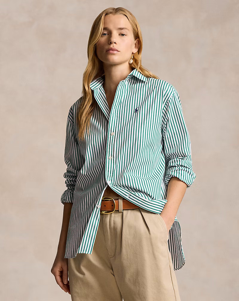 Relaxed Fit Striped Cotton Shirt