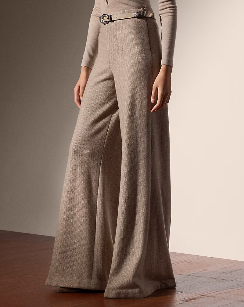 Isaiah Herringbone Jersey Wide-Leg Pant