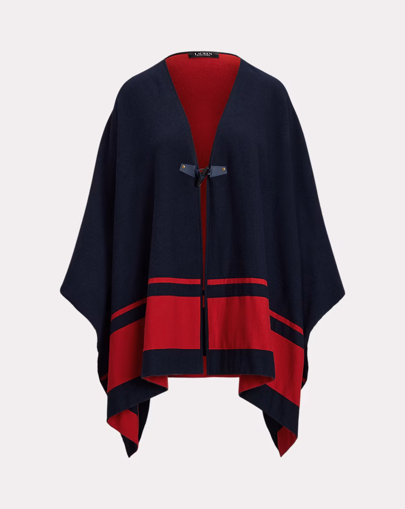 Intarsia-Knit Two-Tone Poncho